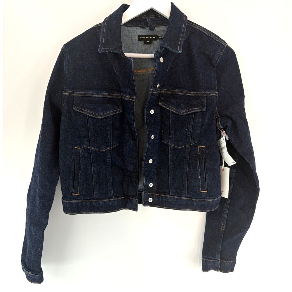 Good American Women's Indigo Committed to Fit Denim Jacket Size XS - Picture 7 of 10